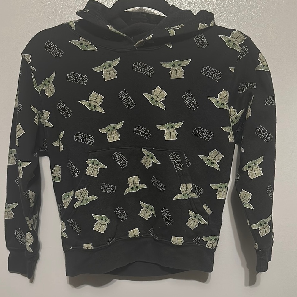 Star Wars Black Hoodie with Iconic Character Design Yoda